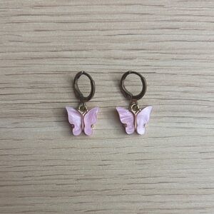 Pink Butterfly Earrings
